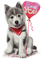 Husky Puppy With Heart Png Image - Husky Love