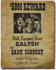 Dalton Brothers Wanted Poster 1125 - Wanted Poster In 1836 Png