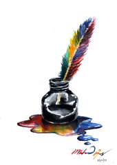 Ink Pot Png Hd - Feather And Ink Clipart Png