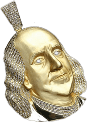 Gold Benjamin Franklin Pendant - Benjamin Franklin Chain Blueface Png