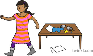 Girl Walking Away From Messy Table Illustration - Twinkl Walking Away From Table Png