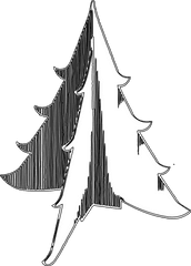 Christmas Tree 1 Black White Line Art - Clip Art Png