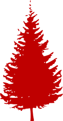 Red Evergreen Tree Clip Art - Pine Tree Black And White Png