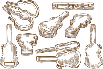 Hand Drawn Guitar Case - Download Free Vectors Clipart Guitar Case Drawing Png