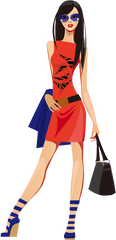 Shopping Girl Transparent Png Clipart - Fashion Girl Illustration Png