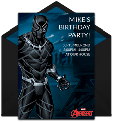 Free Avengers Black Panther Online Invitation - Punchbowlcom Black Panther Invitation Png