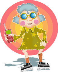 Cell Phone Comic Characters - Free Vector Graphic On Pixabay Comic Photo Of Groovy Granny Png