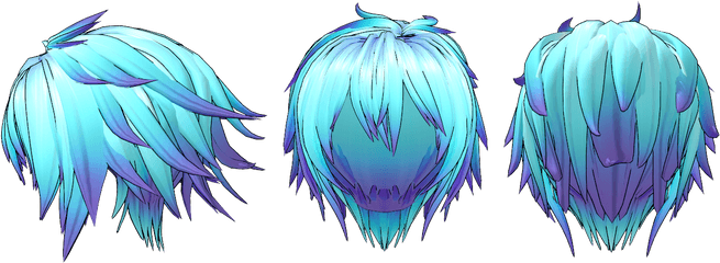 Hairstyle Blue Hair Model - Anime Hair Male Back Png