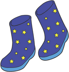 Blue Wellington Boots With Yellow Star Pattern Clipart Free - Welly Boots Clip Art Png