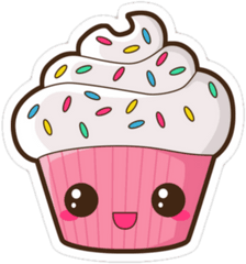 Kawaii Pink Cupcake Dessert Face - Dibujos De Cupcakes Cupcake Kawaii Png