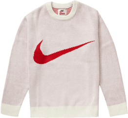 Supreme Nike Swoosh Sweater White - Supreme X Nike Swoosh Sweater Png