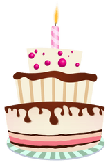 Cake 2 Candles Vector Transparent Png - Birthday Cake One Candle Png