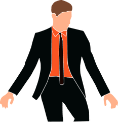 Fashion Man Suit Red Shirt Black Tie - Red Suit Black Suit And Tie Cartoon Transparent Png