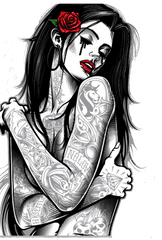 Tattoo Style Woman Art Chicano T-Shirt Gothic - Free PNG