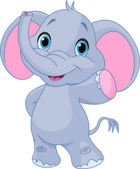 Baby Elephant White Clip Art - Cartoon Elephant Png