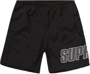 Supreme Logo Applique Water Short - Black Pantaloncini Stussy Png