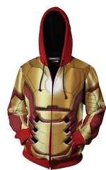 Iron Man 3 Mark Xlii Cosplay Zip Up Hoodie Jacket - Transformers Hoodie Png