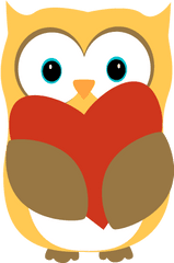 Owl With A Heart Clip Art - Owl With A Heart Image Owl Heart Clipart Png