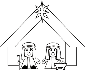 Manger Scene Outline - Nativity Full Size Png Download Illustration