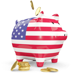 Piggy Bank Illustration Of Flag United States America - American Flag American Piggy Banks Png