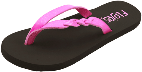 Flojos Youth Girls Flip Flops - Serenity Pink Glitter Png