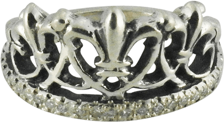 Regal Fleur De Lis Queenu0027s Crown Ring With White Stones - Tiara Png