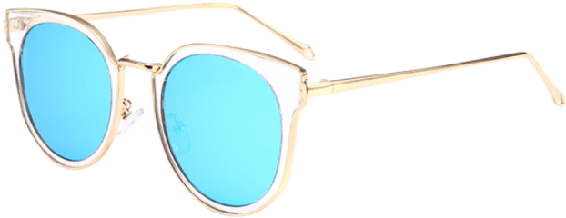 Cat Eye Metal Frame Wrap Mirrored Sunglasses Pink Transparentblue - Turquoise Png