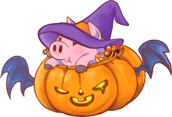 Artstation - Happy Halloween In Chinese Pig Year 2019 Karin Tai Cartoon Png