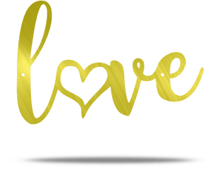 Love Heart Text Metal Wall Sign - Gold Love Sign Png