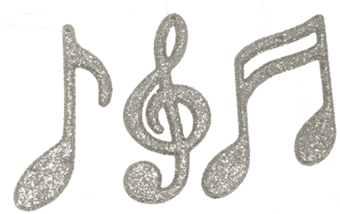 Glitter Music Note - 4 Silver 1 Pc Pkg 3 Asst Styles Silver Glitter Music Notes Png