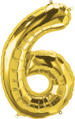 Gold Number 6 Balloon - Rose Gold 6 Balloon Png