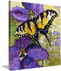 Butterflies - Pinturas Al Oleode Flores Png