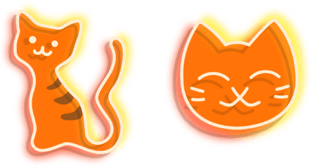 Orange Cat Neon Cursor - Cartoon Png