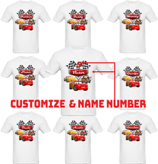 Disney Cars Birthday Shirt Lightning Mcqueen Custom Personalized Family Shirts - Short Sleeve Png