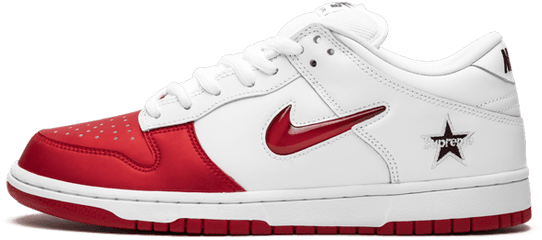 Nike Sb Dunk Low - Nike Dunks Low White On Red Png