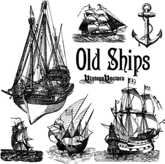 Sailing Ship Vector - Old Ship Free Vector Png