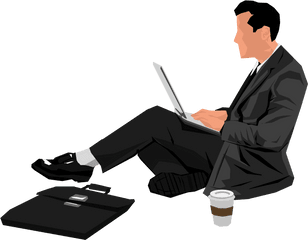 Clipart Person Laptop - Person Using Laptop Png Man Sitting With Laptop Png