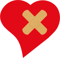 Love Heart Bandaged - Heart With Bandaid Png