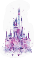 Download Watercolor Disney Castle Silhouette Png - Watercolor Print Castle