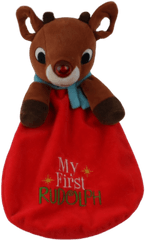 My First Rudolph Lovey Baby Blanket With Light Up Red Nose 14 Tall Soft Cuddle - Soft Png