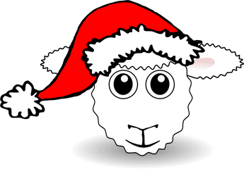 Sheep Face Cartoon With Santa Hat - Does A Sheep Say Merry Christmas Png