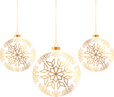 Golden Balls Ornament Tree Three Christmas - Free PNG