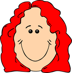 Red Hair Female Cartoon Face Clip Art - Vector Red Hair Clipart Png