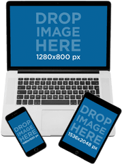 Download Mockup Of A Macbook Pro With Ipad Mini And Iphone - Macbook Pro Png