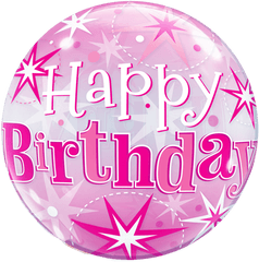 22 Happy Birthday Pink Sparkly Bubble Balloon - Pink Balloon Happy Birthday Png