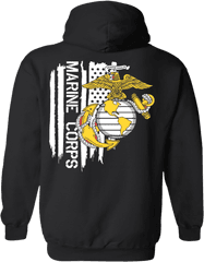 Usmc Marine Ega Eagle Globe Anchor Flag Hoodie - Bull Riding Hoodies Png