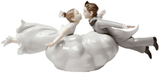 Flying Bride And Groom Wedding Figurines Transparent Png - Lladro Wedding In The Air Couple Figurine 01009366