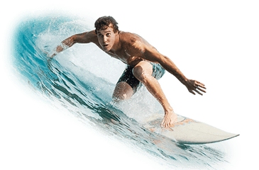 Blue Green Surfboard Lost Transparent Png - Stickpng Surfer On Wave Png