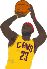 Cleveland Cavaliers - Lebron James 2014 Tshirt Basketball Moves Png