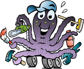 Octopus Multi Tasking - Illustration Png